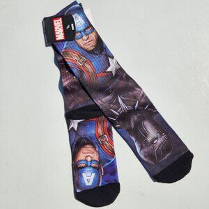 New Bioworld Mens 10-13 Marvel Crew Socks Captain America Black Panther Iron Man
